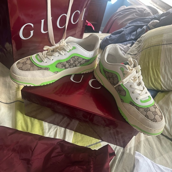Gucci Neon Green and Beige Sneakers